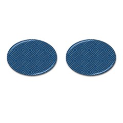 Plaid Background Blue Cufflinks (oval)