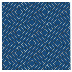 Plaid Background Blue Wooden Puzzle Square by Askadina