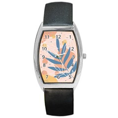 Summer Pattern Tropical Design Nature Green Plant Barrel Style Metal Watch by Maspions