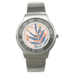 Summer Pattern Tropical Design Nature Green Plant Stainless Steel Watch