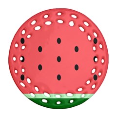Watermelon Melon Fruit Healthy Food Meal Breakfast Lunch Juice Lemonade Summer Ornament (round Filigree) by Maspions