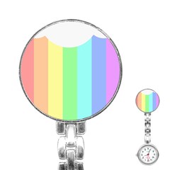 Rainbow Cloud Background Pastel Template Multi Coloured Abstract Stainless Steel Nurses Watch