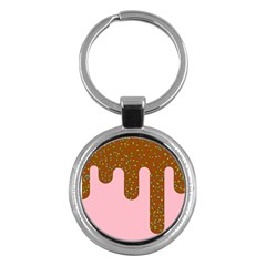 Ice Cream Dessert Food Cake Chocolate Sprinkles Sweet Colorful Drip Sauce Cute Key Chain (round)