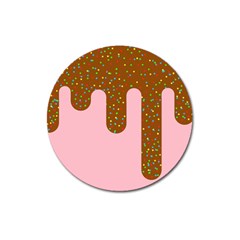 Ice Cream Dessert Food Cake Chocolate Sprinkles Sweet Colorful Drip Sauce Cute Magnet 3  (round)