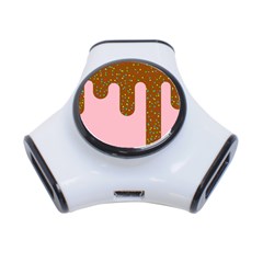 Ice Cream Dessert Food Cake Chocolate Sprinkles Sweet Colorful Drip Sauce Cute 3-port Usb Hub