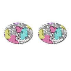 Lines Line Art Pastel Abstract Multicoloured Surfaces Art Cufflinks (oval)