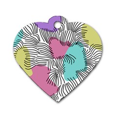 Lines Line Art Pastel Abstract Multicoloured Surfaces Art Dog Tag Heart (two Sides)