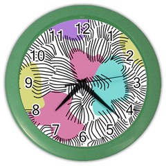 Lines Line Art Pastel Abstract Multicoloured Surfaces Art Color Wall Clock