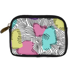 Lines Line Art Pastel Abstract Multicoloured Surfaces Art Digital Camera Leather Case