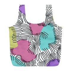 Lines Line Art Pastel Abstract Multicoloured Surfaces Art Full Print Recycle Bag (l)