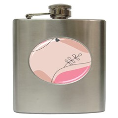 Pink Pattern Line Art Texture Minimalist Design Hip Flask (6 Oz)