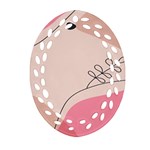 Pink Pattern Line Art Texture Minimalist Design Oval Filigree Ornament (Two Sides) Back