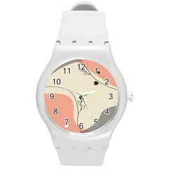 Pattern Line Art Texture Minimalist Design Round Plastic Sport Watch (m) by Maspions