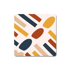 Boho Bohemian Style Design Minimalist Aesthetic Pattern Art Shapes Lines Square Magnet