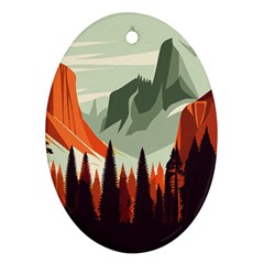 Mountain Travel Canyon Nature Tree Wood Ornament (oval)