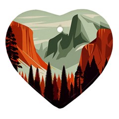 Mountain Travel Canyon Nature Tree Wood Ornament (heart)