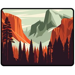 Mountain Travel Canyon Nature Tree Wood Two Sides Fleece Blanket (medium)