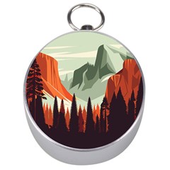 Mountain Travel Canyon Nature Tree Wood Silver Compasses by Maspions