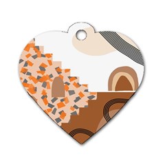 Bohemian Digital Minimalist Boho Style Geometric Abstract Art Dog Tag Heart (two Sides)