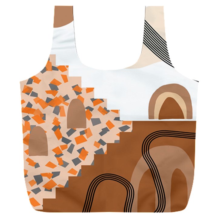 Bohemian Digital Minimalist Boho Style Geometric Abstract Art Full Print Recycle Bag (XXL)