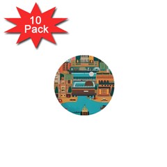 City Painting Town Urban Artwork 1  Mini Buttons (10 Pack) 