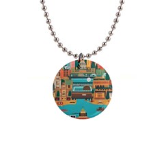 City Painting Town Urban Artwork 1  Button Necklace by Maspions