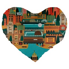 City Painting Town Urban Artwork Large 19  Premium Heart Shape Cushions