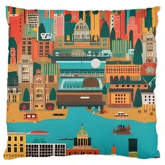 City Painting Town Urban Artwork Large Premium Plush Fleece Cushion Case (one Side)