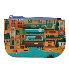 City Painting Town Urban Artwork Large Coin Purse