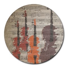 Music Notes Score Song Melody Classic Classical Vintage Violin Viola Cello Bass Round Mousepad