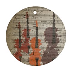 Music Notes Score Song Melody Classic Classical Vintage Violin Viola Cello Bass Ornament (round)