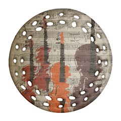 Music Notes Score Song Melody Classic Classical Vintage Violin Viola Cello Bass Round Filigree Ornament (two Sides)