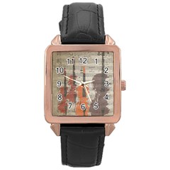 Music Notes Score Song Melody Classic Classical Vintage Violin Viola Cello Bass Rose Gold Leather Watch 