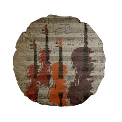 Music Notes Score Song Melody Classic Classical Vintage Violin Viola Cello Bass Standard 15  Premium Flano Round Cushions