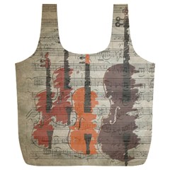 Music Notes Score Song Melody Classic Classical Vintage Violin Viola Cello Bass Full Print Recycle Bag (xxl)