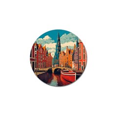 London England Bridge Europe Buildings Architecture Vintage Retro Town City Golf Ball Marker (4 Pack)