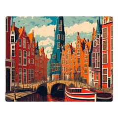 London England Bridge Europe Buildings Architecture Vintage Retro Town City Two Sides Premium Plush Fleece Blanket (large)