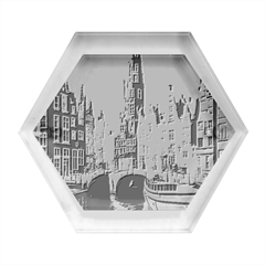 London England Bridge Europe Buildings Architecture Vintage Retro Town City Hexagon Wood Jewelry Box by Maspions