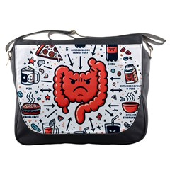 Health Gut Health Intestines Colon Body Liver Human Lung Junk Food Pizza Messenger Bag by Maspions
