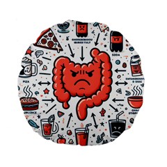 Health Gut Health Intestines Colon Body Liver Human Lung Junk Food Pizza Standard 15  Premium Round Cushions