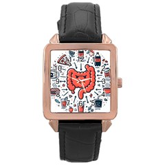 Health Gut Health Intestines Colon Body Liver Human Lung Junk Food Pizza Rose Gold Leather Watch  by Maspions