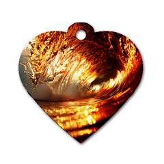 Wave Art Mood Water Sea Beach Dog Tag Heart (two Sides)