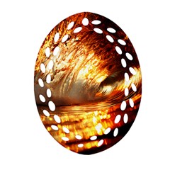 Wave Art Mood Water Sea Beach Ornament (oval Filigree) by Maspions