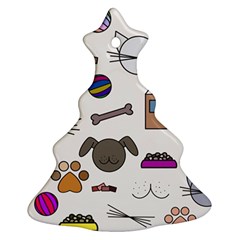 Cat Dog Pet Doodle Cartoon Sketch Cute Kitten Kitty Animal Drawing Pattern Christmas Tree Ornament (two Sides) by Bedest