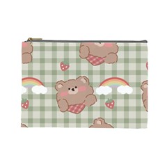 Bear Cartoon Pattern Strawberry Rainbow Nature Animal Cute Design Cosmetic Bag (large)