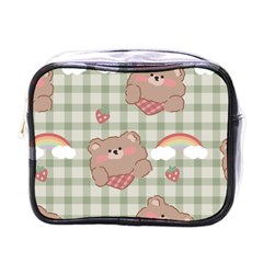 Bear Cartoon Pattern Strawberry Rainbow Nature Animal Cute Design Mini Toiletries Bag (one Side)