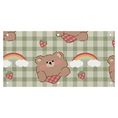 Bear Cartoon Pattern Strawberry Rainbow Nature Animal Cute Design Banner And Sign 6  X 3 