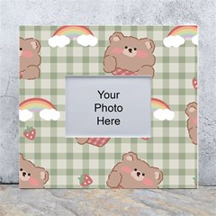 Bear Cartoon Pattern Strawberry Rainbow Nature Animal Cute Design White Wall Photo Frame 5  x 7 