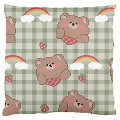 Bear Cartoon Pattern Strawberry Rainbow Nature Animal Cute Design 16  Baby Flannel Cushion Case (two Sides)