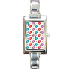 Abstract Art Pattern Colorful Artistic Flower Nature Spring Rectangle Italian Charm Watch by Bedest